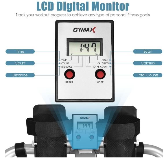 Fitness Rowing Machine Hydraulic Resistance Adjustable 50kg LCD Display