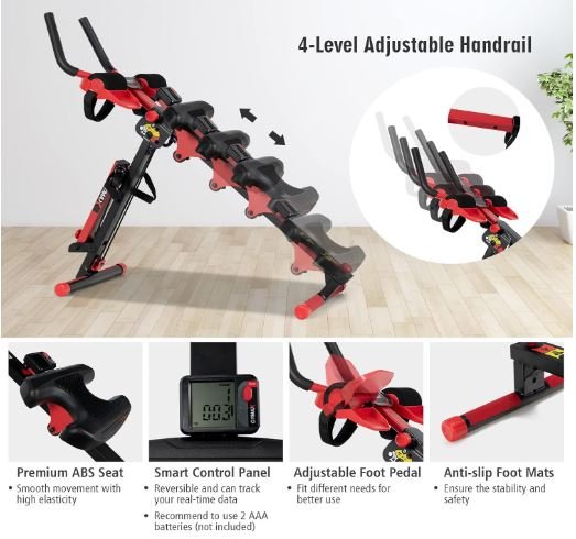 4-in-1 Abdominal Rowing Machine Foldable Intensity Seat Angles