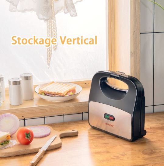 Sandwich Maker 750 W Electric Waffle Grill Panini Press for 2 Slices