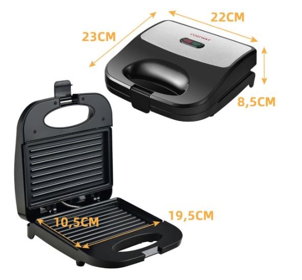 Sandwich Maker 750 W Electric Waffle Grill Panini Press for 2 Slices