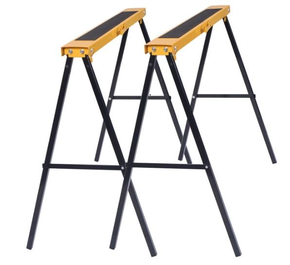 2 Foldable and Portable Metal Sawhorses Max Load 250kg 99.5x48.5x78cm