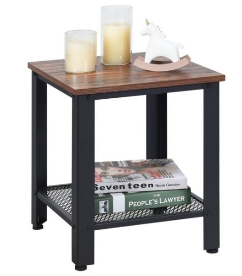 Industrial Side Table 2-Layer Bedside Table 40 x 40 x 45.5CM