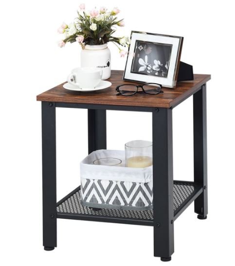 Industrial Side Table 2-Layer Bedside Table 40 x 40 x 45.5CM