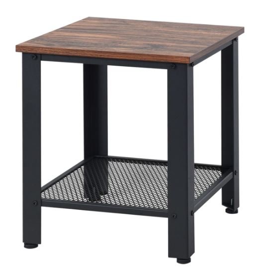 Industrial Side Table 2-Layer Bedside Table 40 x 40 x 45.5CM