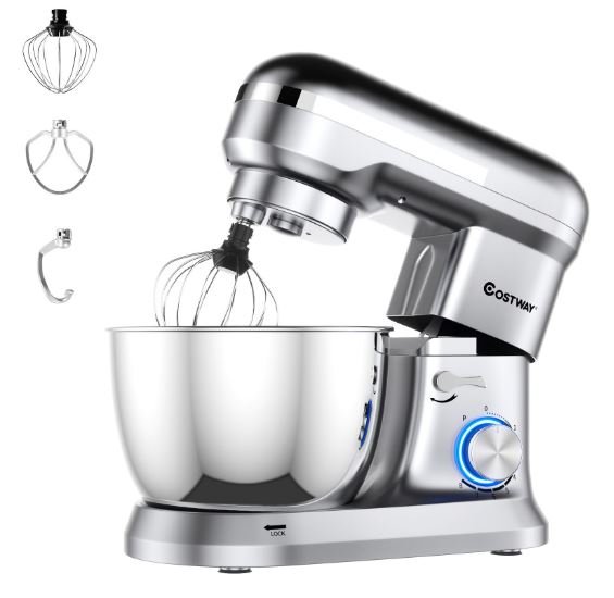 Food Processor 1300W Stand Mixer 4.5L Stainless Steel Bowl 8 Adjustable Speeds