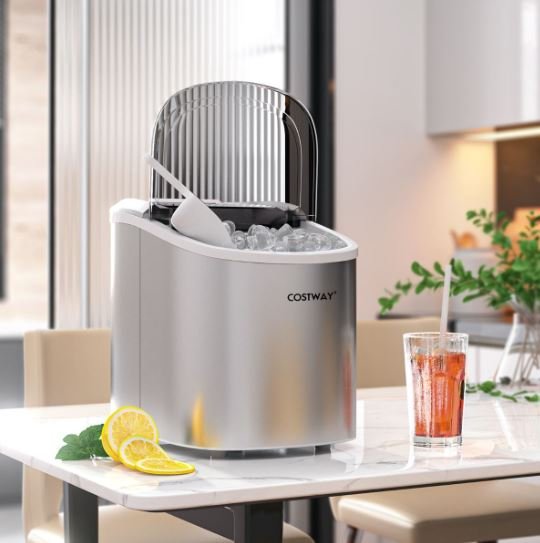 Ice Cube Maker 12KG/24H 2 Ice Cubes Sizes 2.2L Tank 9pcs in 6 Minutes