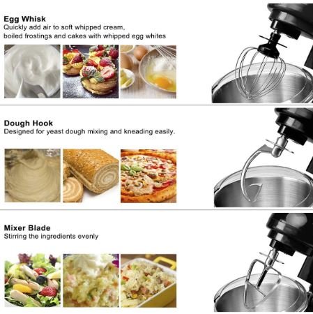 Food Processor 1300W Stand Mixer 4L Stainless Steel Bowl 6 Adjustable Speeds