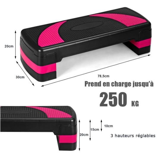 Aerobics Stepper Exercises Step Adjustable Height 3 Levels 10/15/20CM Non-Slip