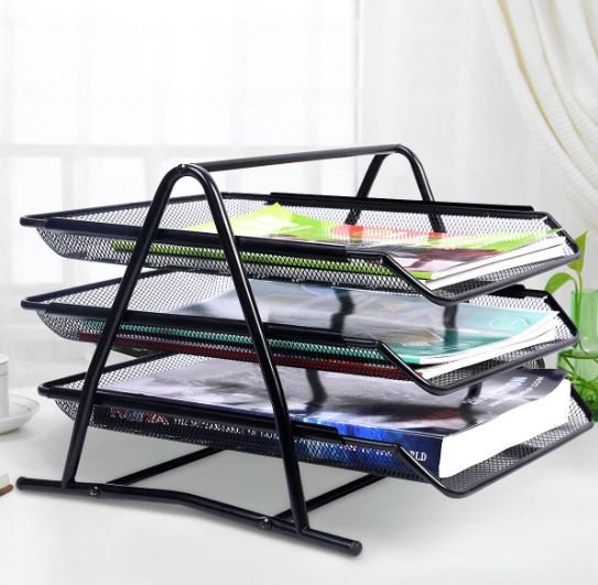 Metal Mail Bin 3 Tiers Storage Document Paper