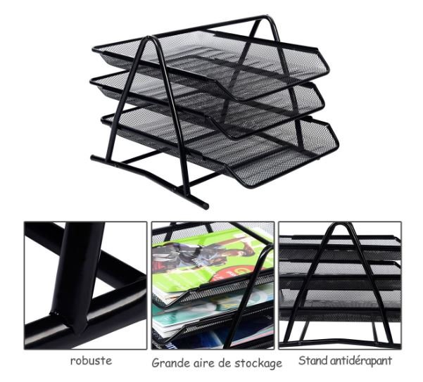 Metal Mail Bin 3 Tiers Storage Document Paper