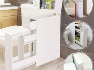 Storage Unit with Two Drawers Kitchen Bathroom 16 x 48 x 58 CM White