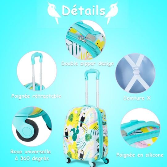 16" Children's Suitcase and 12" Backpack Set Luggage Wheels