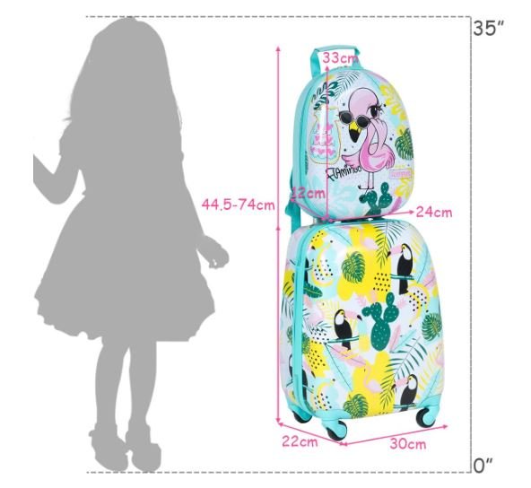 16" Children's Suitcase and 12" Backpack Set Luggage Wheels