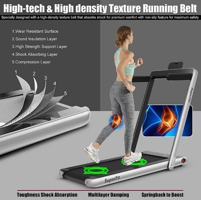 2 in 1 Foldable Electric Treadmill 1 to 12 Km/H 1.67KW Motor Bluetooth Speaker