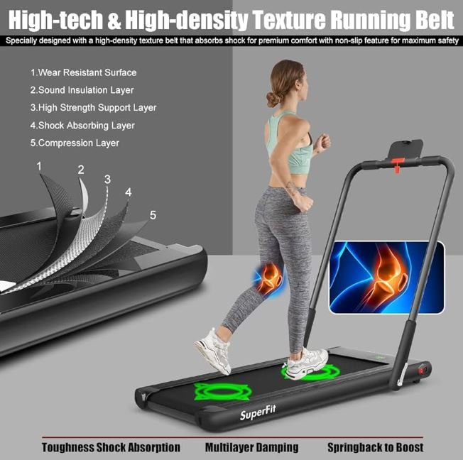 2 in 1 Foldable Electric Treadmill 1 to 12 Km/H 1.67KW Motor Bluetooth Speaker