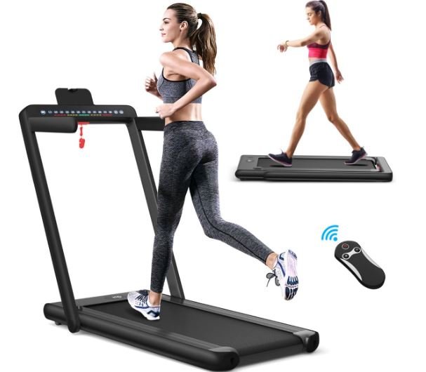 Foldable Treadmill 0.75HP Double LED Display APP 12 km/h Black