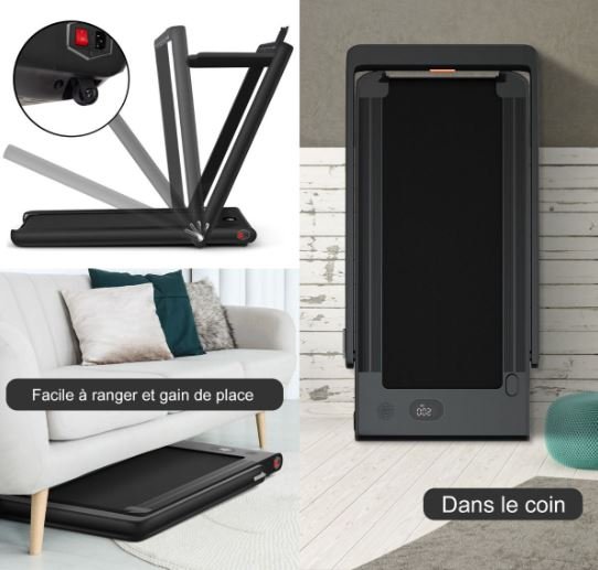 Foldable Treadmill 0.75HP Double LED Display APP 12 km/h Black