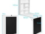 White Folding Wall Table Desk with Blackboard Integrated Shelf