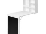 White Folding Wall Table Desk with Blackboard Integrated Shelf