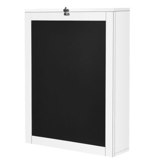White Folding Wall Table Desk with Blackboard Integrated Shelf