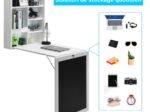 White Folding Wall Table Desk with Blackboard Integrated Shelf