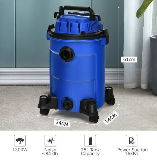 3-in-1 Wet / Dry Vacuum Cleaner 1200w with Blower Function 25L Portable