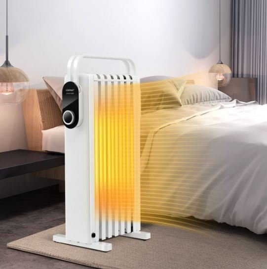 Electric Oil Radiator Space Heater 1500W 3 Heats Adjustable Towel Racks Double Protection