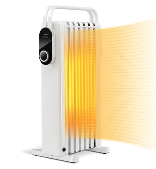 Electric Oil Radiator Space Heater 1500W 3 Heats Adjustable Towel Racks Double Protection