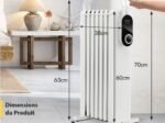 Electric Oil Radiator Space Heater 1500W 3 Heats Adjustable Towel Racks Double Protection