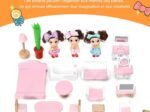 Wooden Dollhouse Dream Doll House 3-Level 15 Furniture 3 Dolls