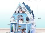 Wooden Dollhouse Dream Doll House 3-Level 15 Furniture 3 Dolls