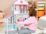 Wooden Dollhouse 8 Accessory 3 Floors Doll House 71 x 23.5 x 87 CM