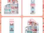 Wooden Dollhouse 8 Accessory 3 Floors Doll House 71 x 23.5 x 87 CM