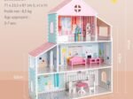 Wooden Dollhouse 8 Accessory 3 Floors Doll House 71 x 23.5 x 87 CM