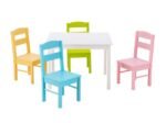 Children Wooden Table and 4 Chairs Set Multicolor