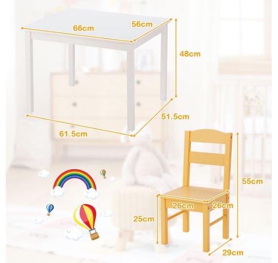 Children Wooden Table and 4 Chairs Set Multicolor