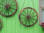 2 Wooden Wheels Vintage Decoration 76x76x3.5CM