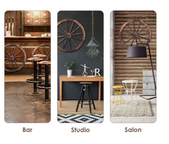 2 Wooden Wheels Vintage Decoration 76x76x3.5CM