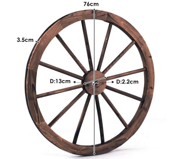 2 Wooden Wheels Vintage Decoration 76x76x3.5CM