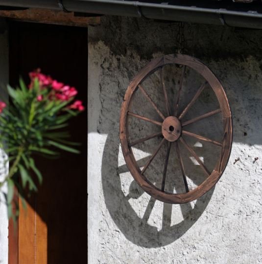 2 Wooden Wheels Vintage Decoration 76x76x3.5CM