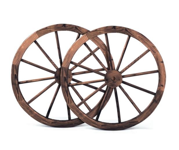 2 Wooden Wheels Vintage Decoration 76x76x3.5CM