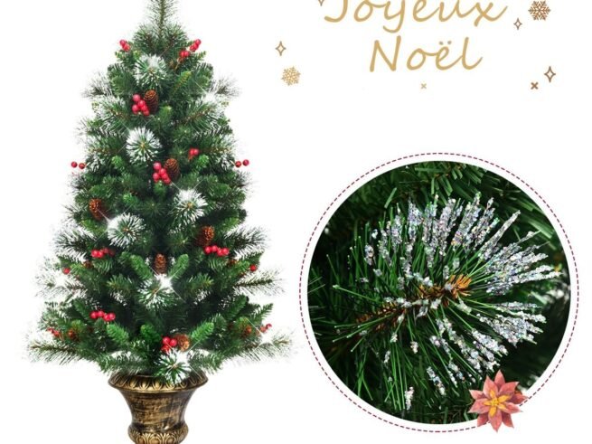 Artificial Christmas Tree 120cm with Glittering Needles PVC Pine Cones