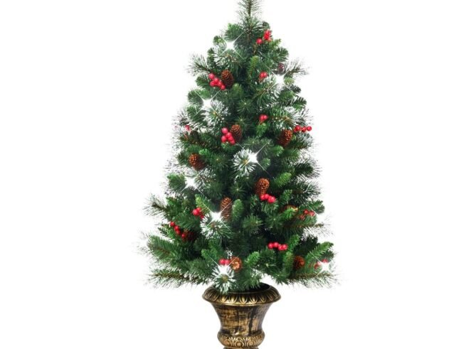 Artificial Christmas Tree 120cm with Glittering Needles PVC Pine Cones