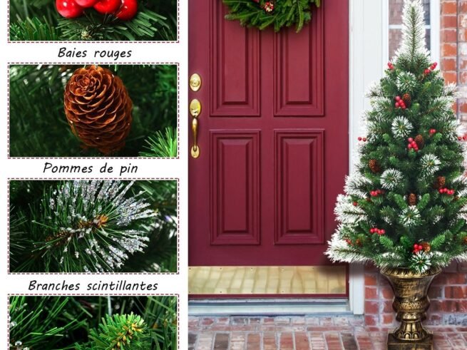 Artificial Christmas Tree 120cm with Glittering Needles PVC Pine Cones