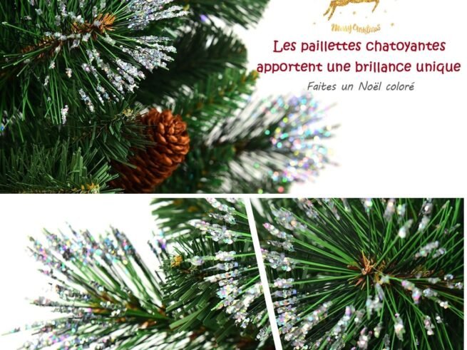 Artificial Christmas Tree 120cm with Glittering Needles PVC Pine Cones