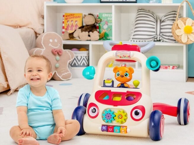 2 in 1 Push Walker for Baby Scalable Interactive Learn to Walk Educational 9+Months