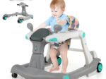 Foldable Baby Walker 2 in 1 Adjustable Height and Speed Sound Effect with Lights