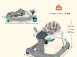 Foldable Baby Walker 2 in 1 Adjustable Height and Speed Sound Effect with Lights