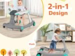 Foldable Baby Walker 2 in 1 Adjustable Height and Speed Sound Effect with Lights