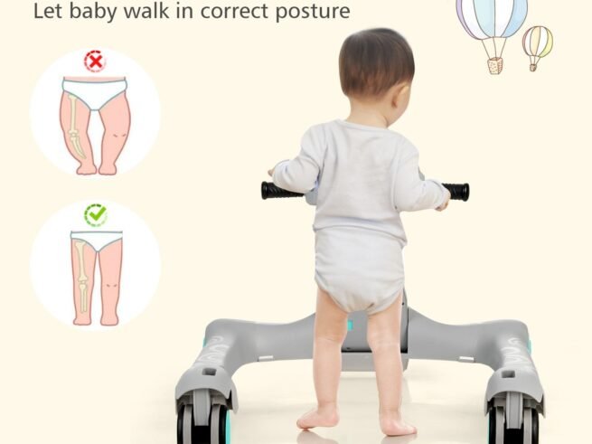 Foldable Baby Walker 2 in 1 Adjustable Height and Speed Sound Effect with Lights